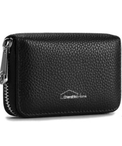 Black Leather 12 Slot Card Holder Wallet | RFID Blocking | 11.5 x 7.6cm