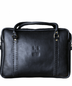 Black Leather Briefcase - Boaz - Swish And Swank