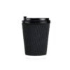 Black Ripple Disposable Coffee Cups with Lids (Pack of 50)