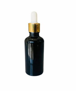 Black Serum Glass Bottles with Gold + White Dropper - 50 x 50ml