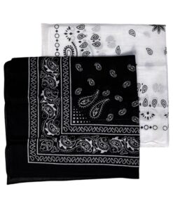 Black &White Bandanas 100% Cotton Paisley Print Set of 2
