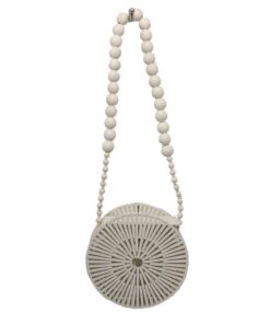 Blackcherry Bamboo Round Shoulder Bag-White
