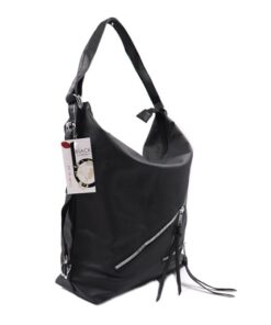 Blackcherry Front Zip Detail Hobo Bag - Black
