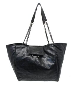 Blackcherry Quilted Trapezze Tote-Black