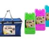 Blue Cooler Bags With Handles Nylon 46x28x22cm +3 Piece Ice Brick Boards 25x14cm