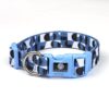 Blue Dog Collar with Fun Geometric Design - S