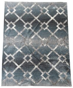 Blue, Grey Fine Modern Geometric Turkish Carpet - 230 x 160 cm