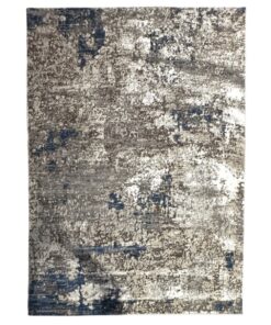 Blue, Grey Floral Rectangular Rug