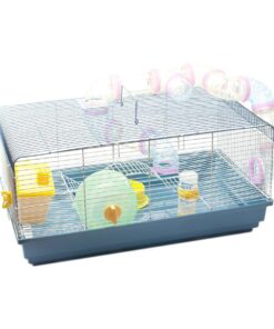 Blue-Grey Hamster Cage with Accessories (57.5cm X 32cm X 27cm)