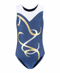Blue Leotard with Gold Detail - 13-14 years
