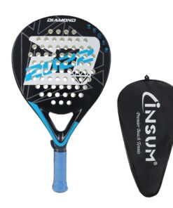 Blue Padel Racket with bag, 3k Carbon Fibre, for Beginner and Intermediary