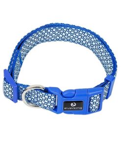 Blue Patterned Adjustable Dog Collar - S