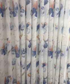 Blue Sheer Floral Living Room Taped Curtains 500 W x 230 H