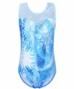 Blue Snowflake Gymnastics Leotard - 11-12 years