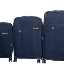 Blue Star 3-Piece Black Fabric Spinner Luggage Set - Small, Medium, Large