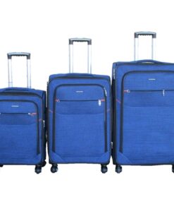 Blue Star 3-Piece Blue Fabric Luggage Set - Retractable Handles & Wheels