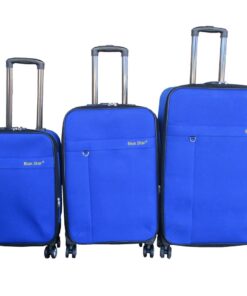 Blue Star - 3-Piece Bright Blue Spinner Luggage Set with Telescopic Handles
