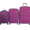 Blue Star 3-Piece Maroon Fabric Trolley Luggage Set with Spinner Wheels