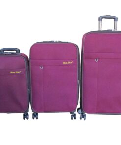 Blue Star 3-Piece Maroon Fabric Trolley Luggage Set with Spinner Wheels
