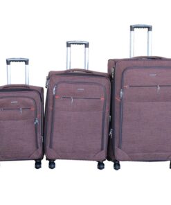 Blue Star Brown Fabric 3-Piece Trolley Luggage Set with Spinner Wheels