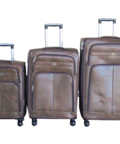 Blue Star PU Leather Expandable Trolley Luggage Set - 3 Piece, Brown
