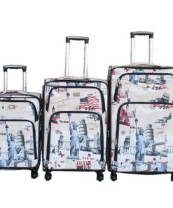 Blue Star PU Leather Expandable Trolley Luggage Set of 3 - USA Print