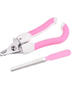 BlueThorn Stainless Steel Pet Nail Clipper with Safety Lock - Pink, White
