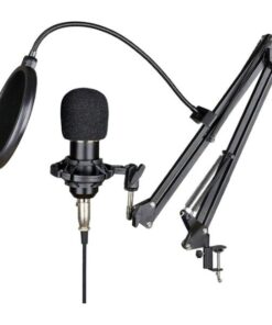 BM800 - Wired Condenser Microphone With Adjustable Arm Stand - Black