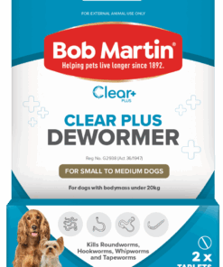 BOB MARTIN Clear+ Dewormer Tablets for Small & Medium Dogs 2's