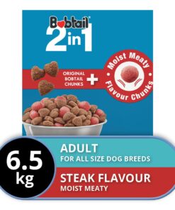 Bobtail - 2-in-1 - Moist Meaty Dog Food -  Steak Flavour - 6.5kg