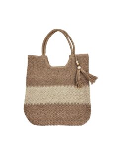 Bohemian Straw Tote Bag For Women - Brown, Yellow
