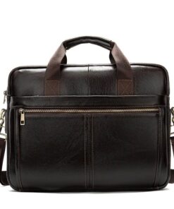 Boika Leather Laptop Bag - 14.5 Inch - Dark coffee