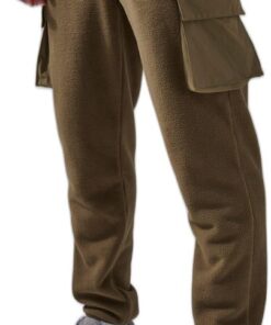 boohooMAN - Men's Active Fleece Cargo Jogger - Khaki - L
