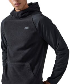 boohooMAN - Men's Active Fleece High Neck Hoodie - Black - XL
