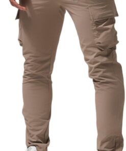 boohooMAN - Men's Active Gym Technical Tapered Cargo Jogger - Beige - XL
