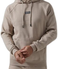 boohooMAN - Men's Active Gym Training Hoodie & Short Set - Taupe - XL