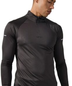 boohooMAN - Mens Active Performance Pro Muscle Quarter Zip Track Top -Black - 2XL