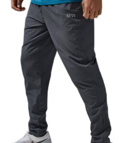 boohooMAN - Men's Active Performance Woven Tapered Joggers - Charcoal - M