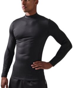 boohooMAN - Men's Active Pro Long Sleeve Perforated Base Layer - Black - XL