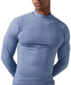 boohooMAN - Men's Active Pro Long Sleeve Perforated Base Layer - Blue - M
