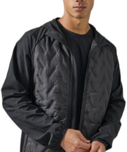 boohooMAN - Men's Active Quilted Hooded Jacket - Black - L
