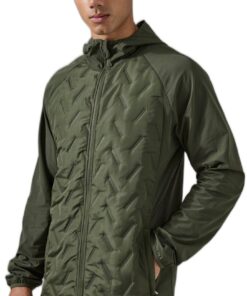 boohooMAN - Men's Active Quilted Hooded Jacket - Khaki - 2XL