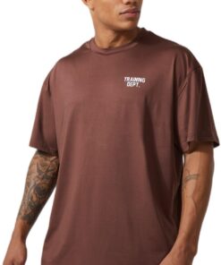 boohooMAN - Men's Active Training Dept Performance T Shirt - Chocolate - XS