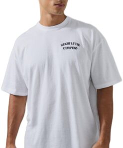 boohooMAN - Men's Active Weight Lifting Oversized T-shirt - White - L