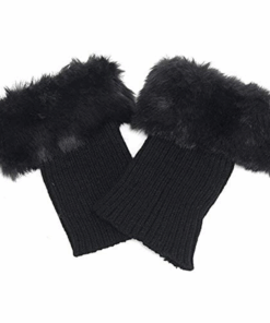 Boot Cuff Crochet Knit Boot Sock Short Leg Warmers - Black