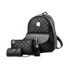 BP-SC5180, Ladies PU Backpack with Sub-Bag and Mini Purse - Black