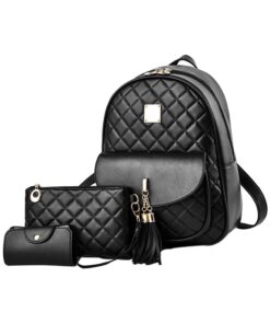 BP-SC5180, Ladies PU Backpack with Sub-Bag and Mini Purse - Black