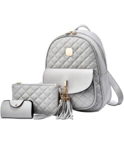 BP-SC5180, Ladies PU Backpack with Sub-Bag and Mini Purse - Grey