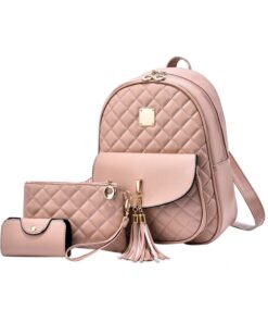 BP-SC5180, Ladies PU Backpack with Sub-Bag and Mini Purse - Pink