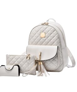 BP-SC5180, Ladies PU Backpack with Sub-Bag and Mini Purse - White
